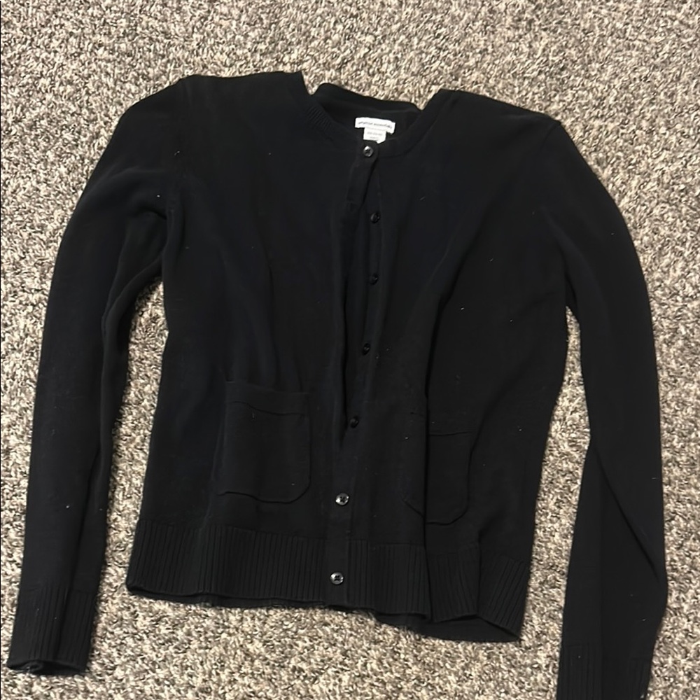 Amazon Essentials Black Cardigan Sweater Classic Knit